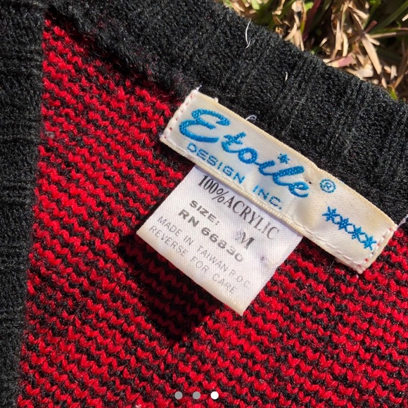 Vtg Houndstooth Check Pattern Acrylic Sweater ❤️ - Picture 3 of 3